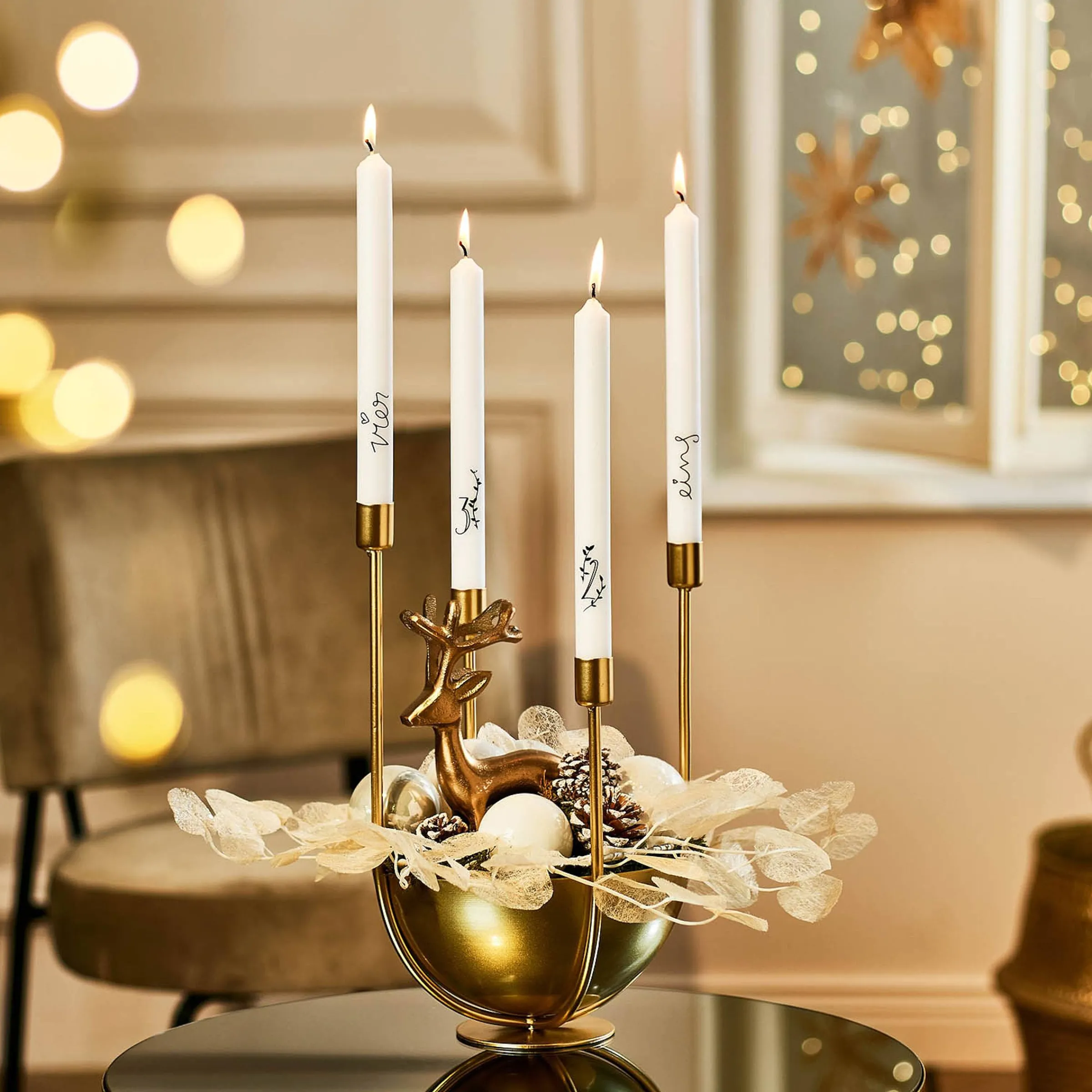 Depot Laternen & Kerzenhalter^Deko-Set Adventskranz Bowl