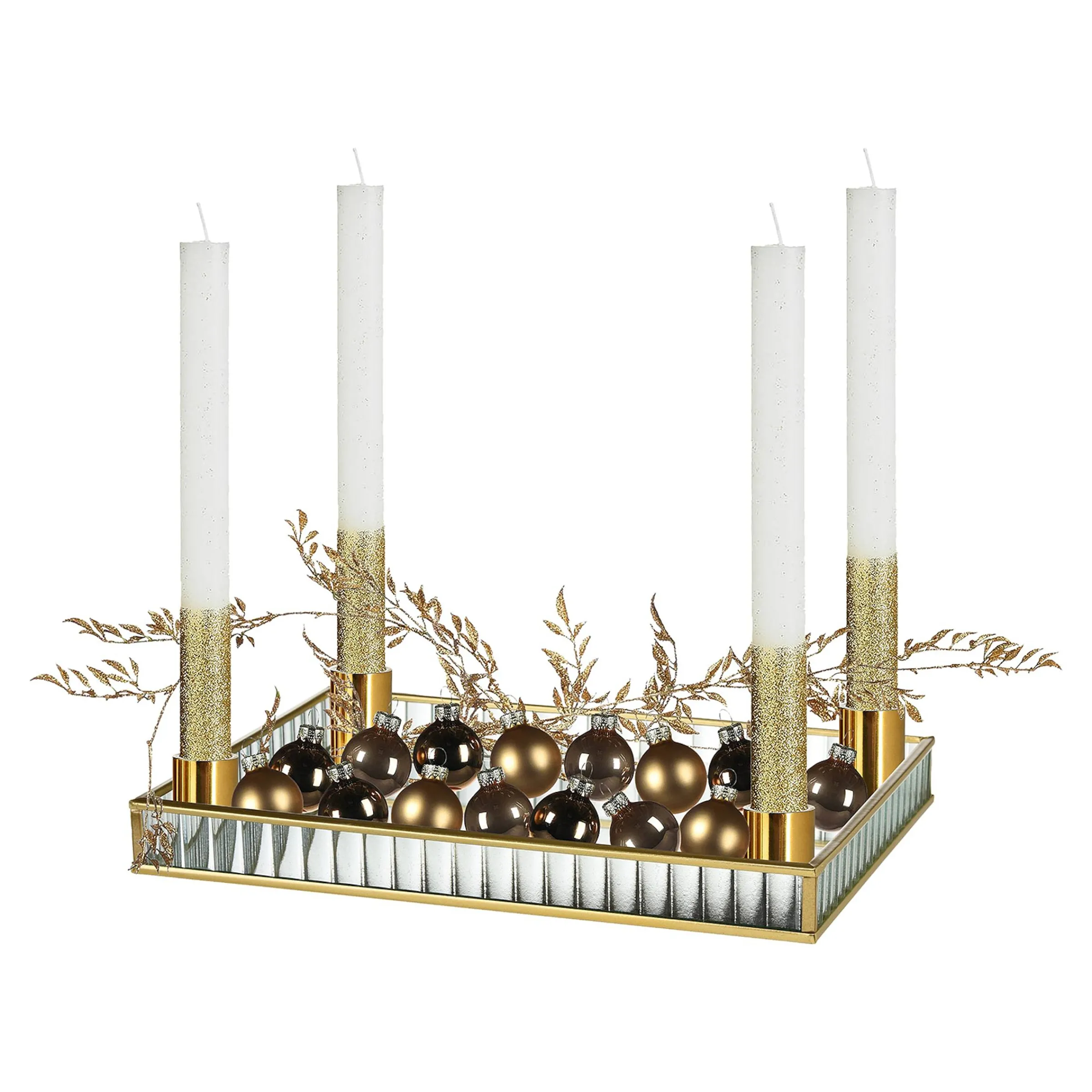 Depot Adventskranze & Zubehör^Deko-Weihnachtstablett Golden Glam