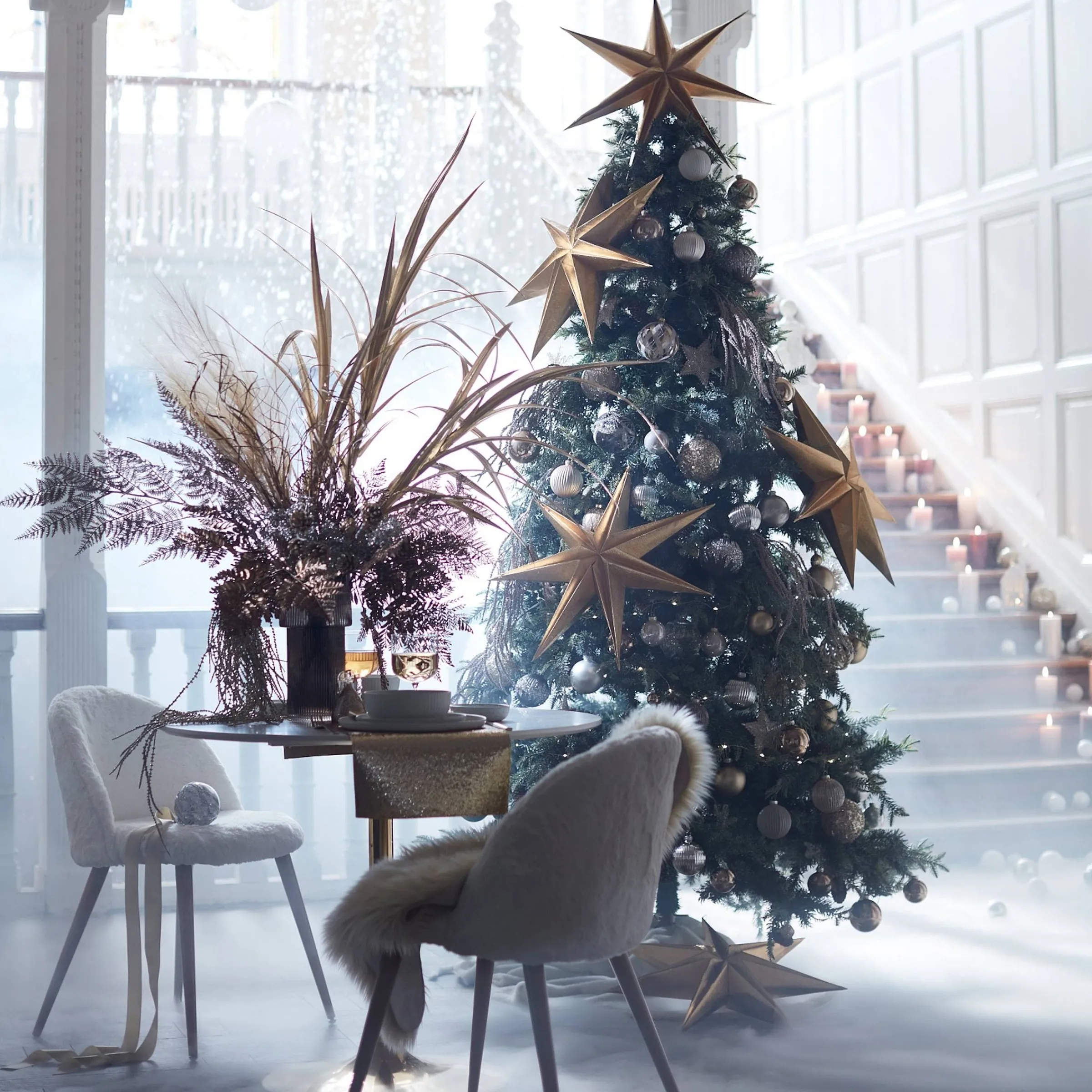 Depot Adventskranze & Zubehör^Deko-Weihnachtstablett Silver Glam