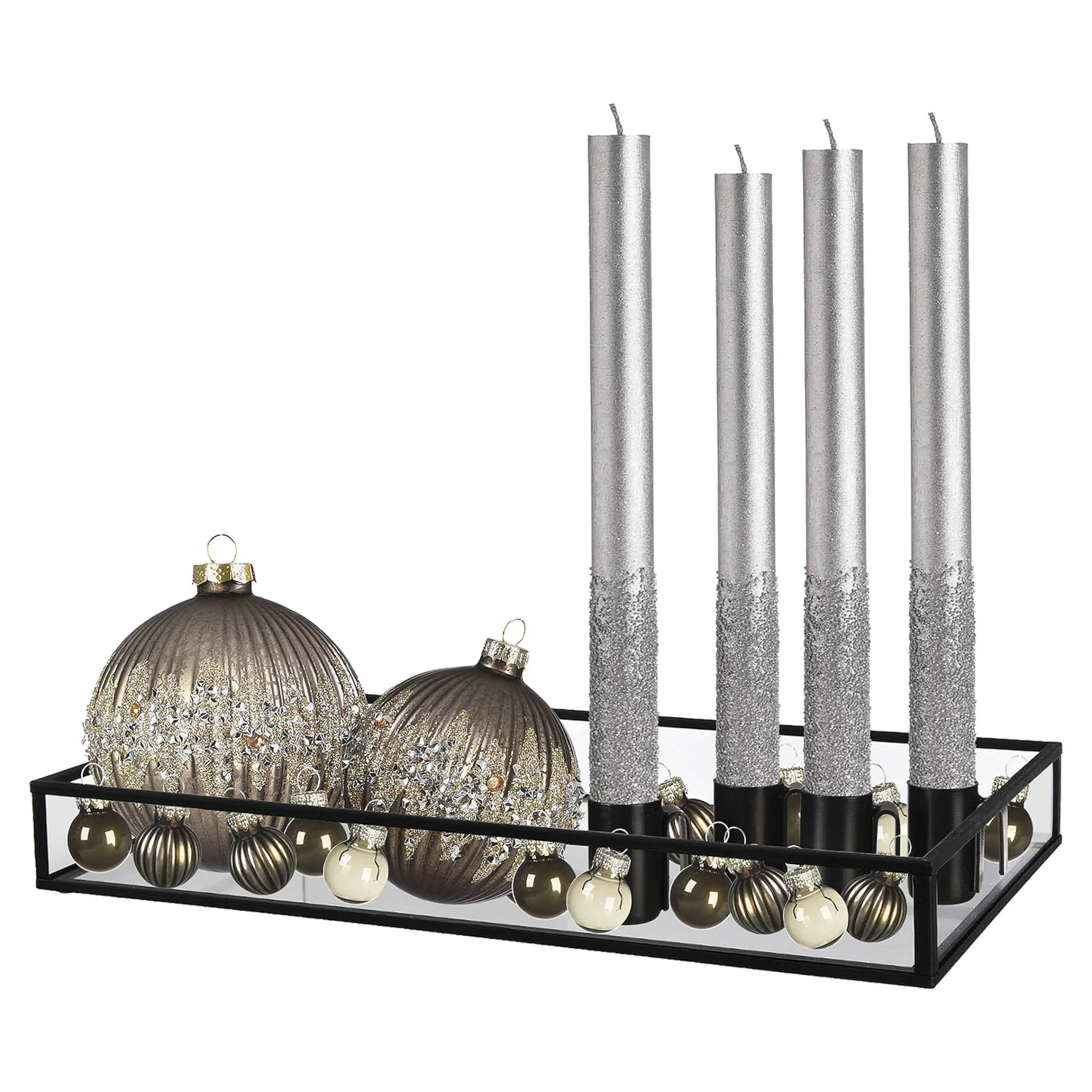 Depot Adventskranze & Zubehör^Deko-Weihnachtstablett Silver Glam