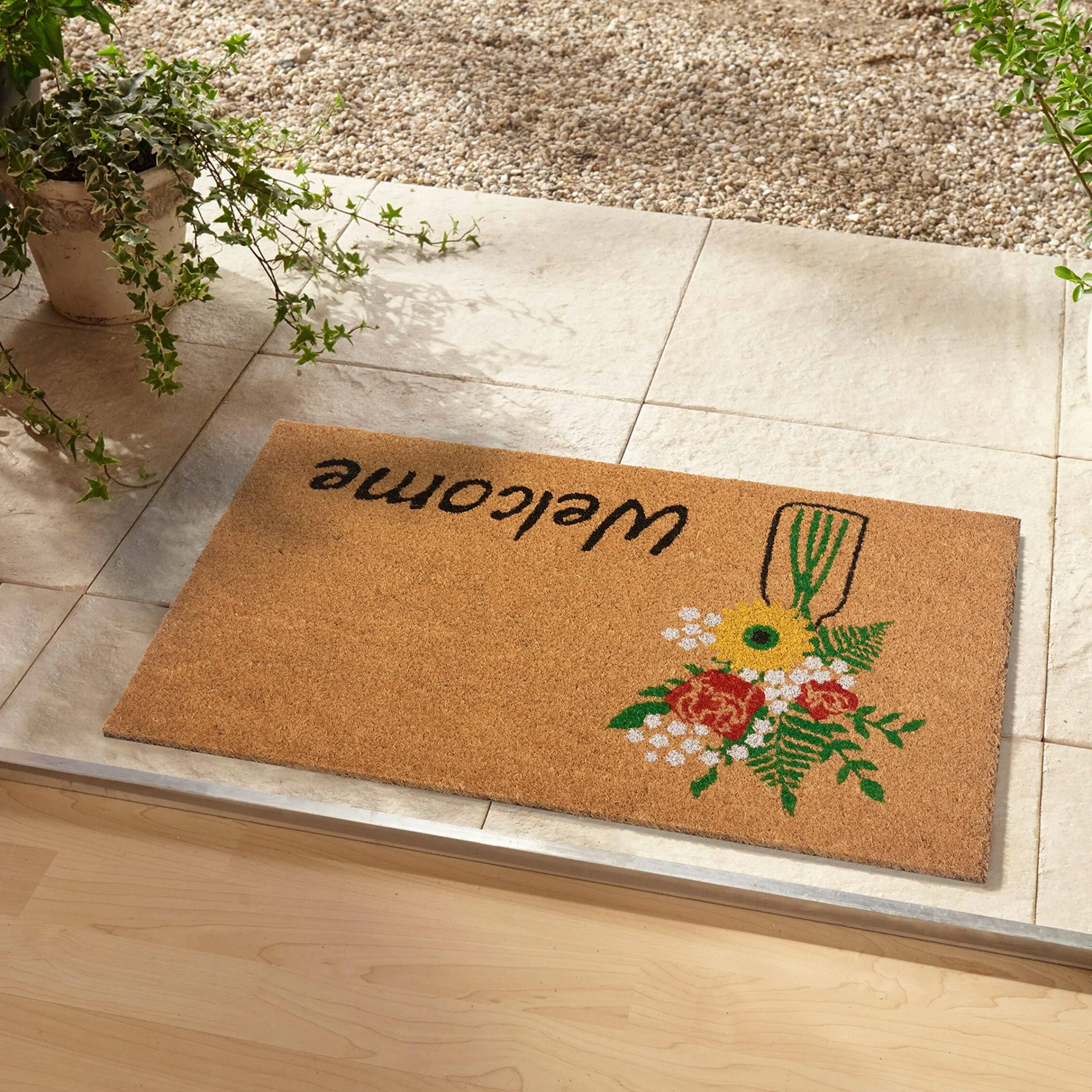 Depot Geschenkideen^Fusmatte Welcome & Flowers