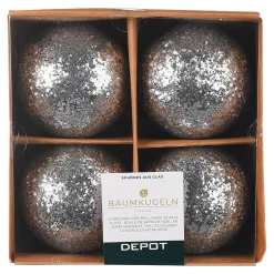 Depot Kugeln & Baumspitzen^Glas-Weihnachtskugel Glimmer