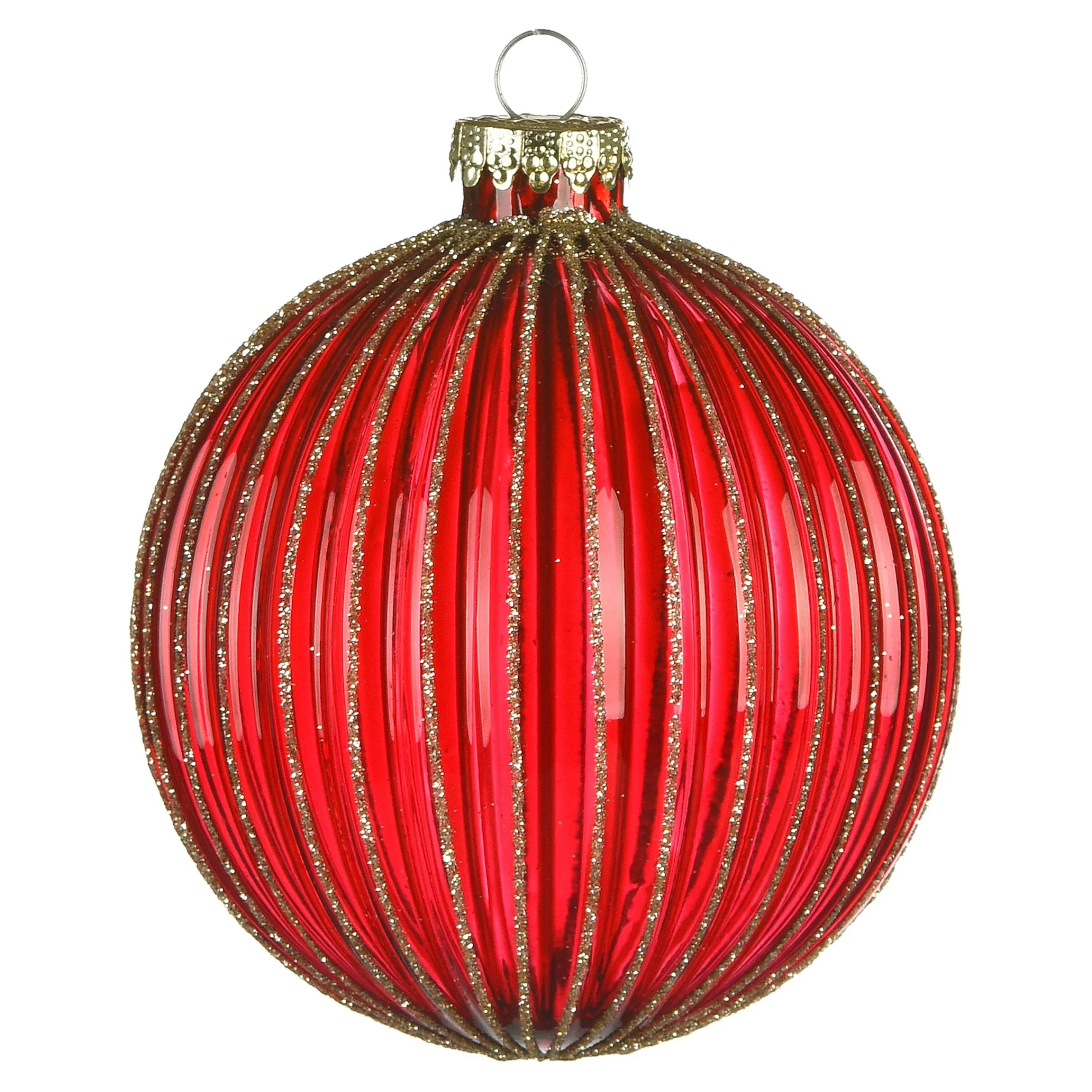 Depot Kugeln & Baumspitzen^Glas-Weihnachtskugel Rille