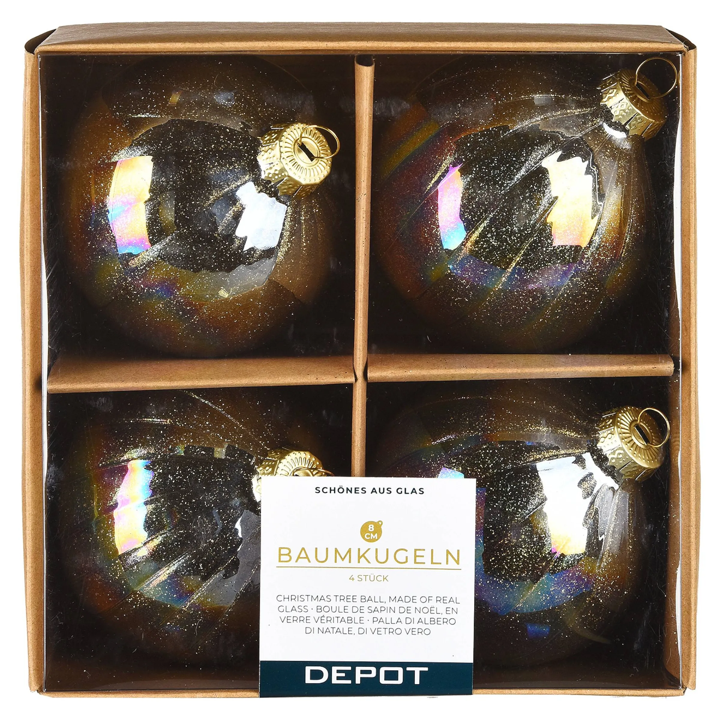Depot Kugeln & Baumspitzen^Glas-Weihnachtskugeln Holo Glimmer