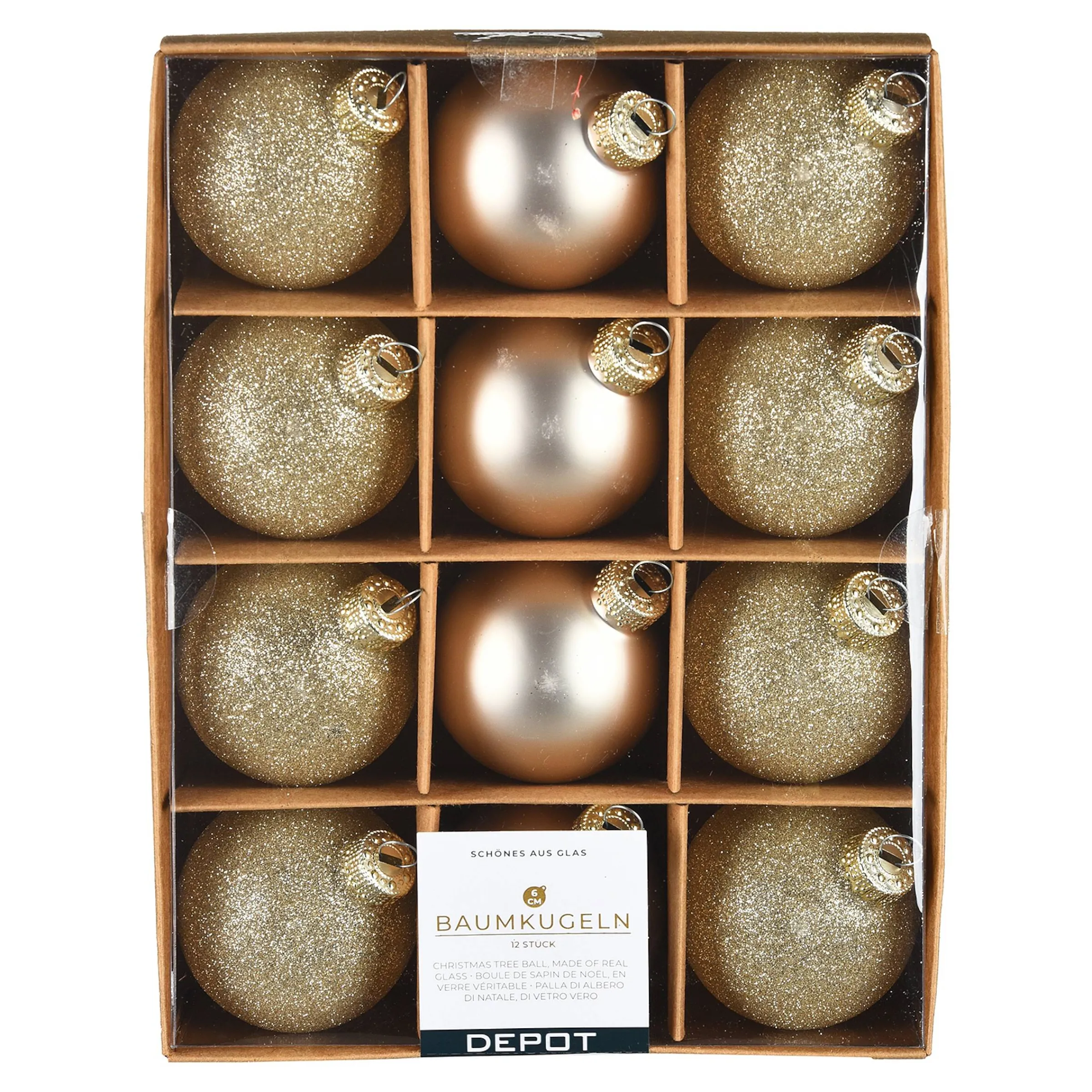 Depot Kugeln & Baumspitzen^Glas-Weihnachtskugel-Set Glam Mix