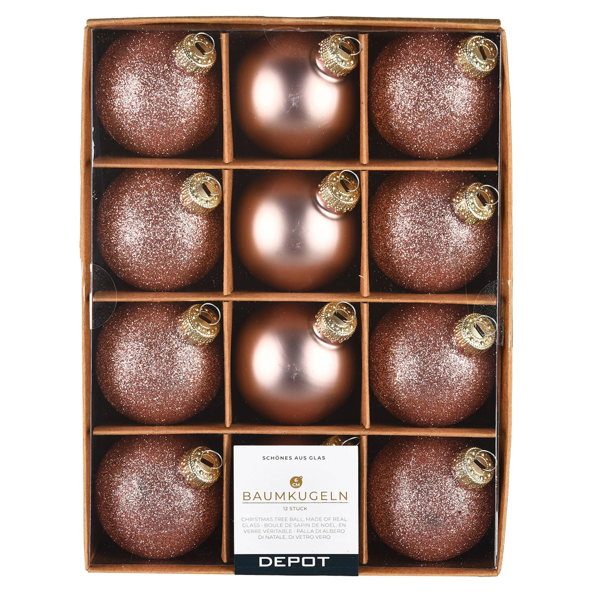 Depot Kugeln & Baumspitzen^Glas-Weihnachtskugel-Set Glam Mix