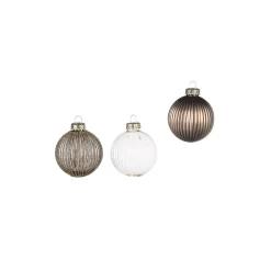 Depot Kugeln & Baumspitzen^Glas-Weihnachtskugel-Set Rille