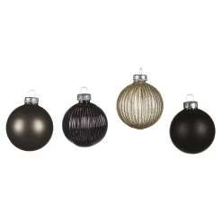 Depot Kugeln & Baumspitzen^Glas-Weihnachtskugel-Set Rille