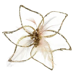 Depot Adventskranz-Deko^Glitzer-Deko-Blume Organza Auf Clip