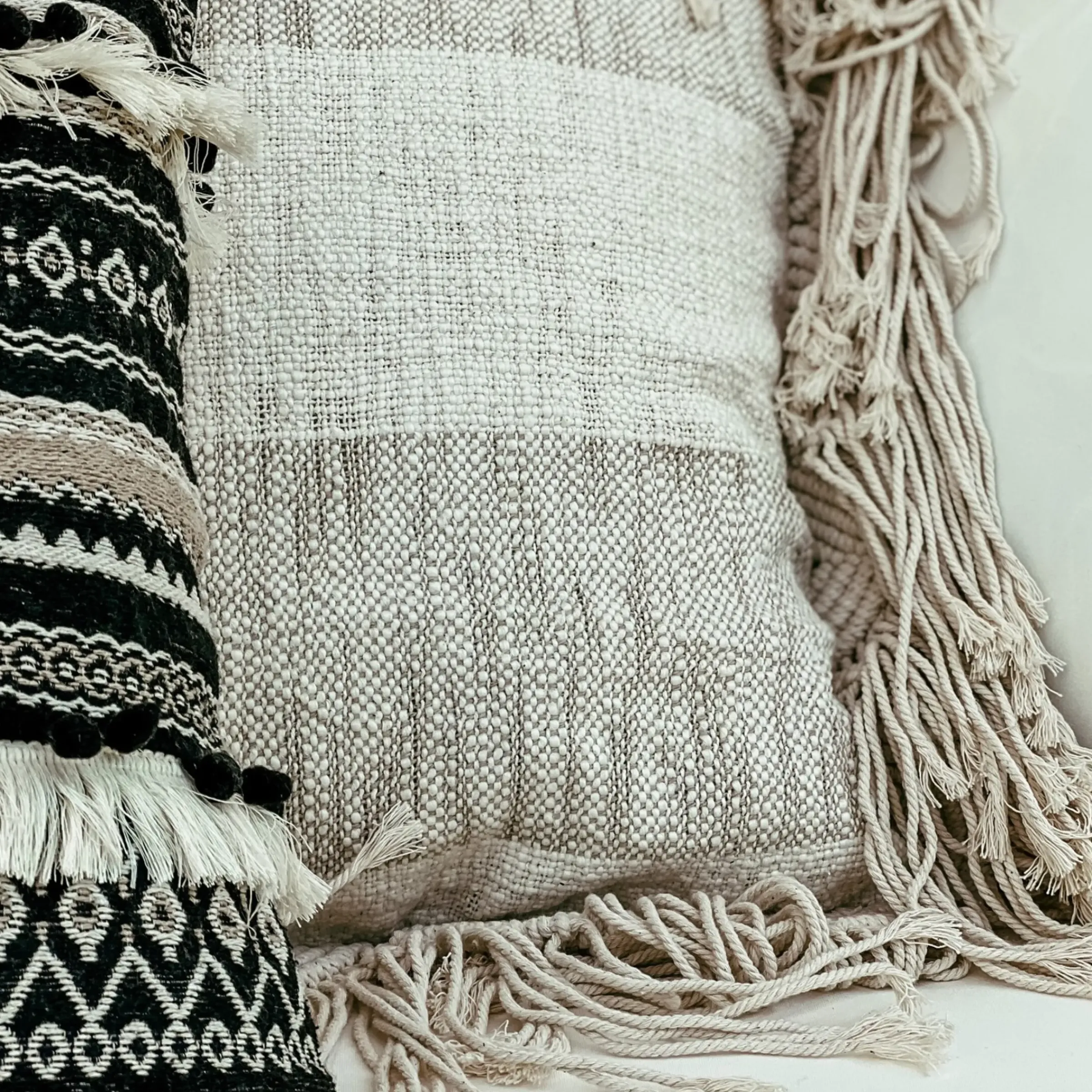 Depot Makramee-Kissenhulle Stripe> Kissen